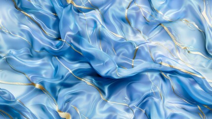Seamless pattern of royal blue satin with golden veins, perfect for luxurious textures or sophisticated fashion imagery.