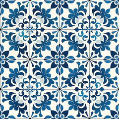 Portuguese Azulejo tiles seamless pattern