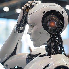 Robotic Artificial Intelligence Cyborg in Futuristic Digital Technology