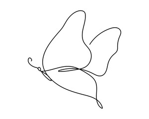 Butterfly one line vector sketch. Line hand drawn illustration. Summer symbol in doodle style