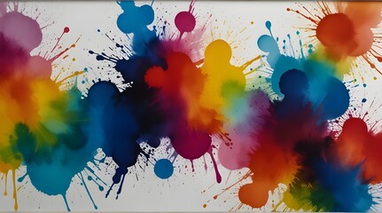 Bright colorful spots of paint splashes on a white background. Rainbow design on a white background. illustration made of paint.generative.ai 