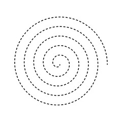 A simple spiral of dashed line isolated on a transparent background – Vector illustration