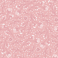 Seamless vector pattern of the dry herbs. Fennel flowers hand drawn. Textile background with dill, wildflowers and plants