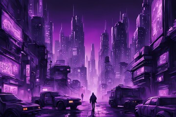 Generative AI. Gritty Cyberpunk Cityscape Infused With Retro Flair T-shirt Design
