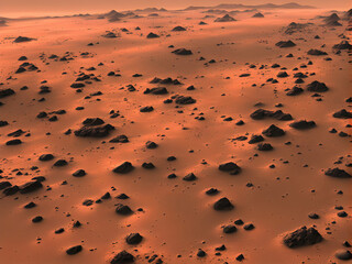 High definition map of the surface of Mars, scenery captured by the Mars probe, yellow soil, science and technology, concept of interstellar exploration - Powered by Adobe