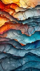 Geological of Metamorphic Rock Formations Showcasing Vibrant Textures and Color Variations