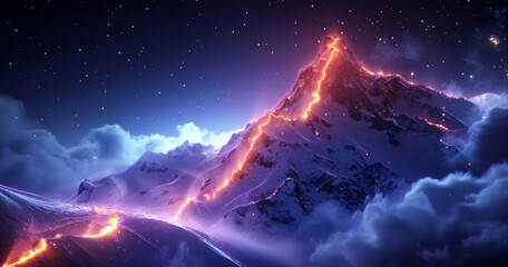Awe-Inspiring Mountain Summit: Majestic Sunrise/Sunset Illuminates the Path to Success, Abstract 4K Wallpaper
