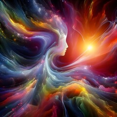 Abstract colorful shapes  Ethereal Echo swirling  dreamlike atmosphere