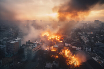 都市, 建築, 都市火災, 火事, 火, 炎, 災害, city, architecture, urban fire, flames, disaster