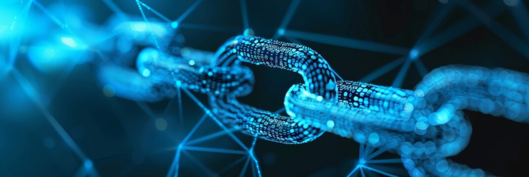 Blockchain infographic revolutionizing finance, supply chain, healthcare with decentralized systems