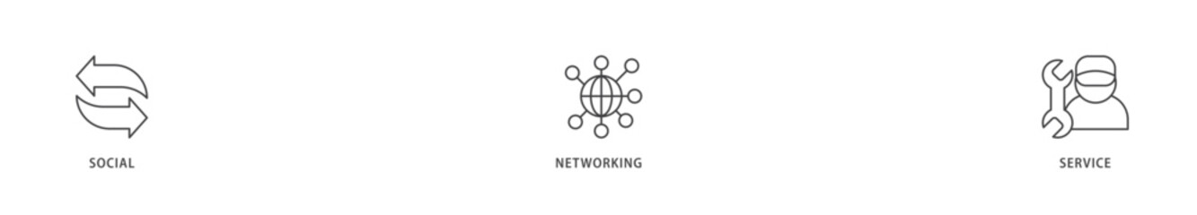 SNS icons set collection illustration of communication, chat, community, internet, and user icon live stroke and easy to edit 