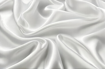 White luxurious silky fabric with ripples, waves, and swirls.
