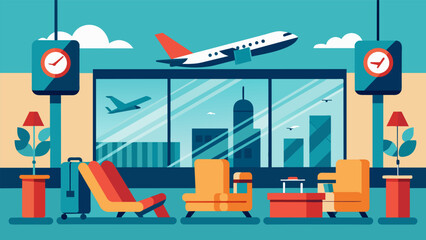 An airport with designated quiet rooms for travelers who may need a break from the loud and chaotic environment.. Vector illustration