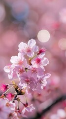 Spring Equinox Day Japan Flower Viewing Festival Sakura Cherry Blossoms Bokeh De Focused Background