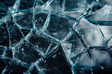 Detailed shattered glass on a dark surface