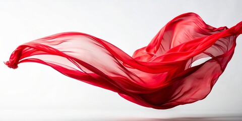 The cloth blows in the wind. white background