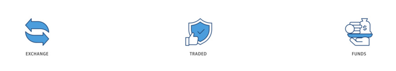 ETF icons set collection illustration of money, cash flow, trading, transaction, bank, accounting, and growth icon live stroke and easy to edit 