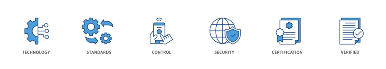 ISO27001 icons set collection illustration of technology, standards, control, security, certification, and verified icon live stroke and easy to edit 