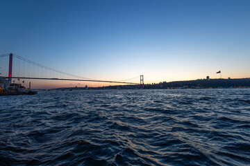 Bosphorus bridge and the sunset at İstanbul
