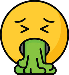 Get your hands on this trendy vomiting emoji icon design