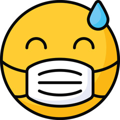 Ill emoji vector design, face mask on emoji face