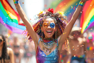 Obraz premium Pride Month, LGBTQ Greeting Card Background, Generative AI