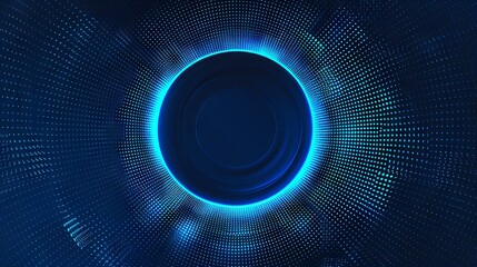 Abstract Blue Halftone Circle with Futuristic Design Elements, Vector EPS10

