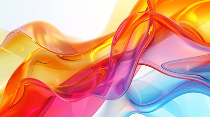 Dynamic multicolored glass background featuring fluid wavy shapes, elegantly showcased against a bright white canvas