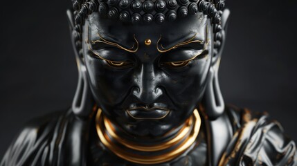 Angry 3D Buddha. Contemporary abstract art. Isolated background