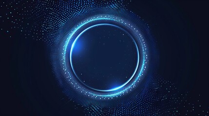 Abstract Blue Halftone Circle with Futuristic Design Elements, Vector EPS10

