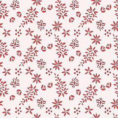 Seamless pattern with red flowers. Retro style.