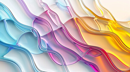 Mesmerizing multicolored glass background with wavy shapes, beautifully showcased on a pure white canvas