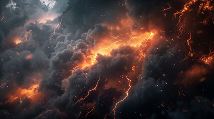 Fototapeta premium A Thunderstorm Background with Lightning Bolts and Dramatic Atmospheric Effects - 16:9 Aspect Ratio