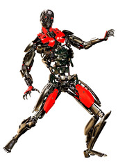 3D Rendering Male Robot on White