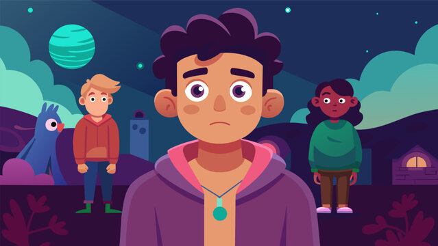 An animated series featuring a character with social anxiety who learns to overcome their fears and make new friends through their love for art.. Vector illustration