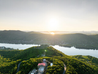 The Danube River in Sunset in Hungary, Visegrad