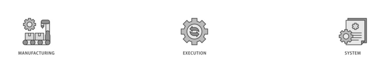 Mes icons set collection illustration of factory, service, automation, operation, production, distribution, management, structure, and analysis icon live stroke and easy to edit 