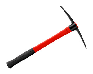 Pickaxe hammer or pick axe isolated on white background. Geological rock pick hammer. Hand percussion tool for master stonemasons, builders, sculptors for processing of stone. Realistic 3D vector