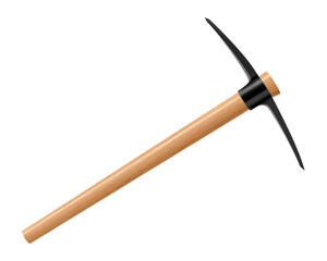 Pickaxe hammer or pick axe isolated on white background. Geological rock pick hammer. Hand percussion tool for master stonemasons, builders, sculptors for processing of stone. Realistic 3D vector