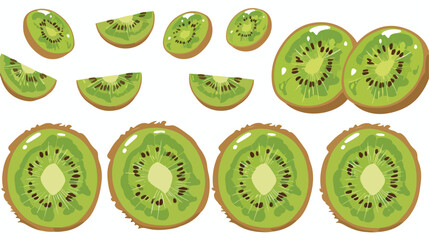 Many fresh kiwi on white background Vector illustration