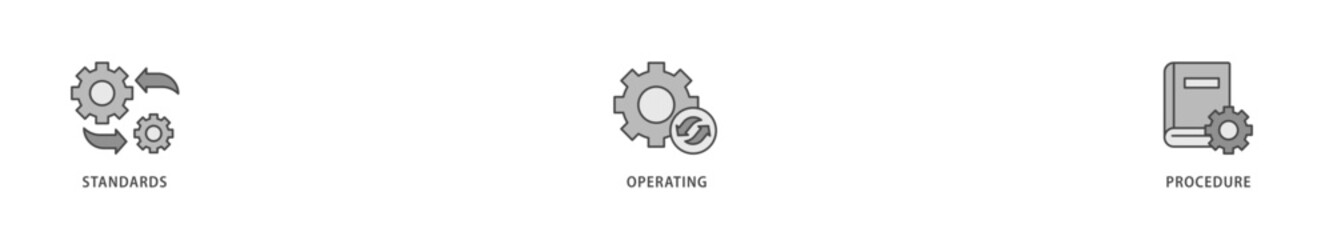 SOP icons set collection illustration of instruction, quality, manual, process, operation, sequence, workflow, iteration, and puzzle icon live stroke and easy to edit 