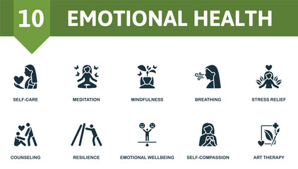 Emotional health set. Creative icons.