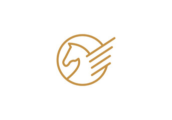 simple horse logo design. linear style luxury icon vector