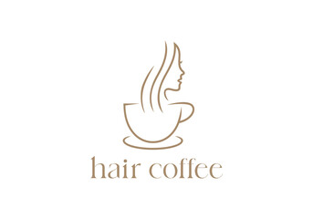 beauty with coffee cup logo. nature drink, restaurant, cafe symbol vector design