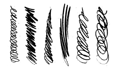 Vector grunge brush strokes backgrounds set. Distress texture, isolated, black on white. Used as banners, labels, badges, frames templates