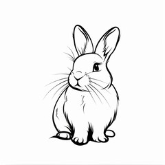 Obraz premium Line drawing of rabbit over white background.