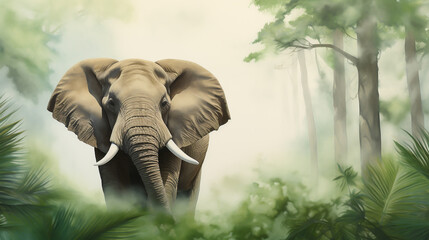 African elephant in a lush green setting illustrating the contrast of wildlife and nature