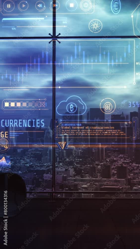 Wall mural infographics about blockchain and crypto assets. 3d render