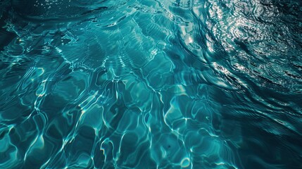 Deep blue ocean water surface with bright sun light reflecting off the waves. - obrazy, fototapety, plakaty