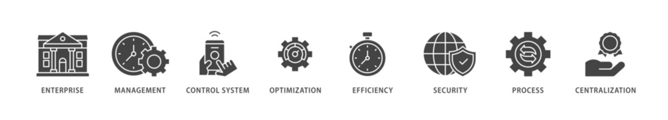 Industrial control system icons set collection illustration of enterprise, management, control system, optimization, efficiency icon live stroke and easy to edit 